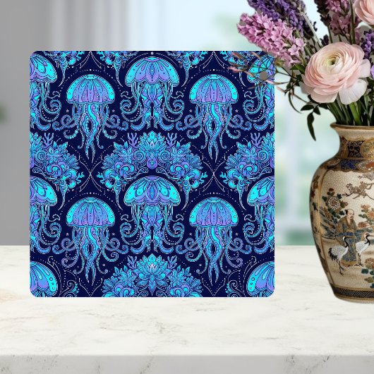 Jellyfish Mandala Pattern Blue Purple Graphic Tile Tegeltje