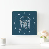 Jellyfish marine life aquatic modern vierkante klok (Huis)