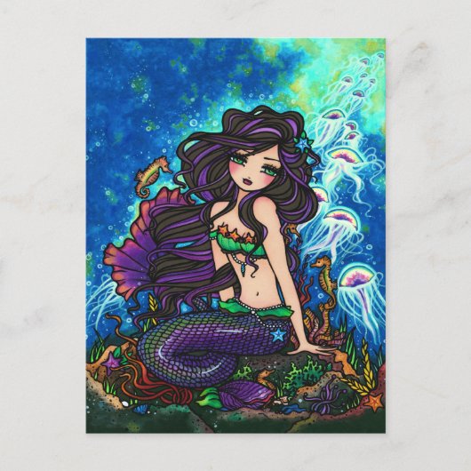 Jellyfish Mermaid Fantasy Marine Art Briefkaart (Voorkant)