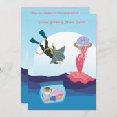 Jellyfish Mermaid Ray Diver Aquarium Weddenschap Kaart (Voorkant / Achterkant)