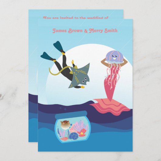 Jellyfish Mermaid Ray Diver Aquarium Weddenschap Kaart (Voorkant / Achterkant)
