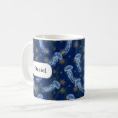 Jellyfish Ocean See Dreamy Nautical Custom Name Koffiemok (Voorkant links)