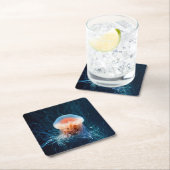 Jellyfish Onderwater - Donkere gloed Kartonnen Onderzetters (Insitu)