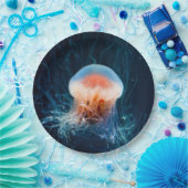 Jellyfish Onderwater - Donkere gloed Papieren Bordje (Feest)