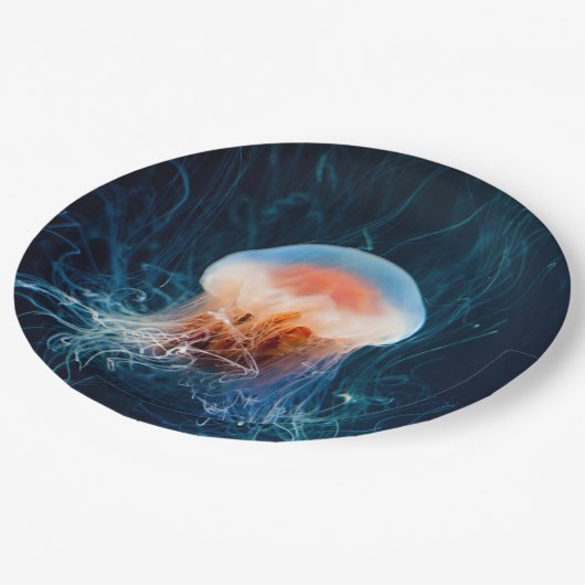 Jellyfish Onderwater - Donkere gloed Papieren Bordje (Gekanteld)