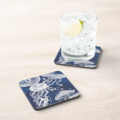 Jellyfish op marineachtergrond bier onderzetter (Rechterzijde)