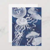 Jellyfish op marineachtergrond briefkaart (Voorkant / Achterkant)