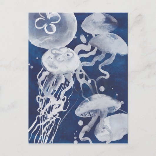 Jellyfish op marineachtergrond briefkaart (Voorkant)