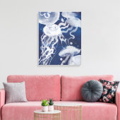 Jellyfish op marineachtergrond canvas afdruk (Insitu (Woonkamer))