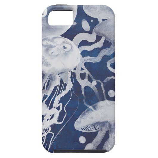 Jellyfish op marineachtergrond Case-Mate iPhone case (Achterkant)