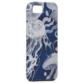 Jellyfish op marineachtergrond Case-Mate iPhone case (Back/Rechts)