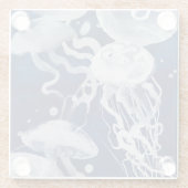 Jellyfish op marineachtergrond glazen onderzetter (Achterkant)