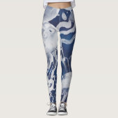 Jellyfish op marineachtergrond leggings (Voorkant)
