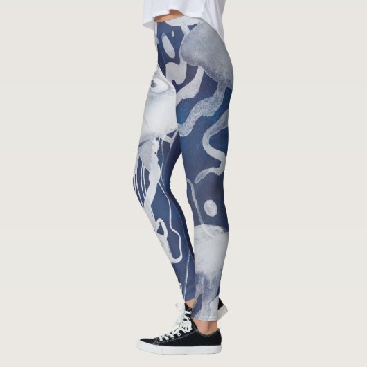 Jellyfish op marineachtergrond leggings (Links)