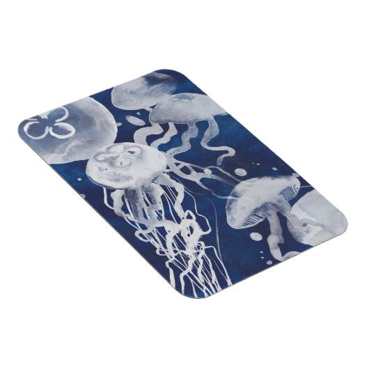 Jellyfish op marineachtergrond magneet (Rechterzijde)