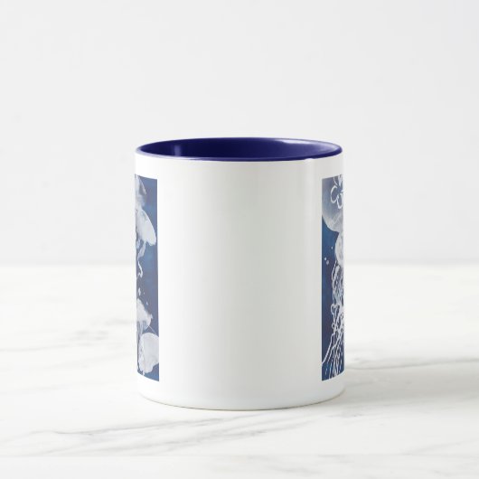 Jellyfish op marineachtergrond mok (Midden)