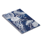Jellyfish op marineachtergrond notitieboek (Rechterzijde)