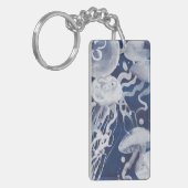 Jellyfish op marineachtergrond sleutelhanger (Voorkant Links)