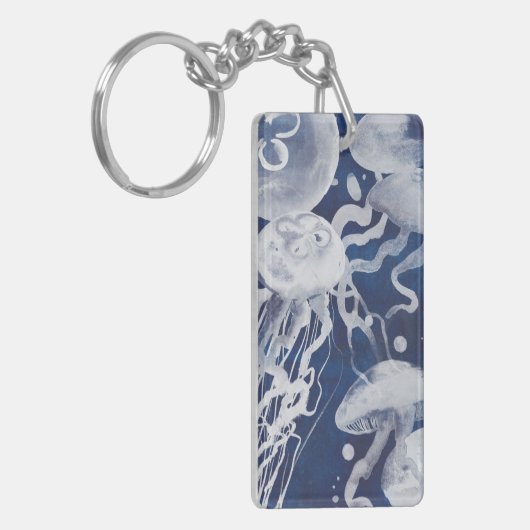 Jellyfish op marineachtergrond sleutelhanger (Voorkant Links)