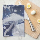 Jellyfish op marineachtergrond theedoek (Quarter Fold)