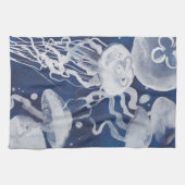 Jellyfish op marineachtergrond theedoek (Horizontaal)