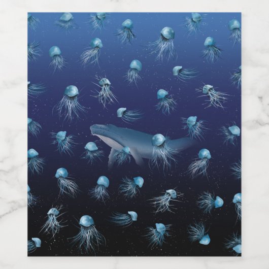 JELLYFISH Pattern Wijn Etiket (Enkel label)