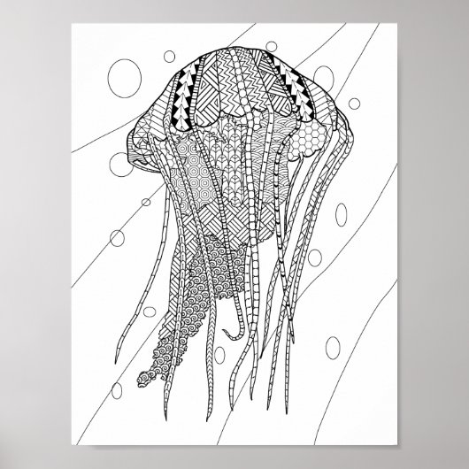 Jellyfish Poster voor volwassen kleuren (Voorkant)