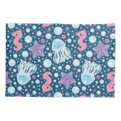 Jellyfish & Seapaarden | Paars monogram Kussensloop (Achterkant)