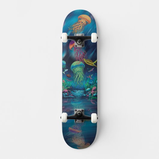 Jellyfish Skateboard: Kleurrijke Onderwater Graphi Persoonlijk Skateboard (Voorkant)