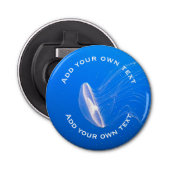 Jellyfish tentakels helderblauw Zee aangepaste tek Button Flesopener (Voorkant)