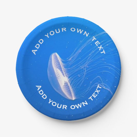 Jellyfish tentakels helderblauw Zee aangepaste tek Papieren Bordje (Voorkant)