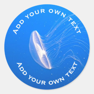Jellyfish tentakels helderblauw Zee aangepaste tek Ronde Sticker