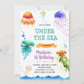 Jellyfish verjaardagsthema uitnodiging (Voorkant)