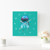 Jellyfish watercolor colorful modern aquatic vierkante klok (Huis)