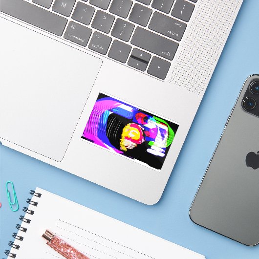 Jellyfish wave fun sticker (Laptop met iPhone)