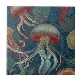 Jellyfish William Morris stijl Zee Ocean Animals Tegeltje