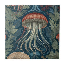 Jellyfish William Morris stijl Zee Ocean Life Tegeltje