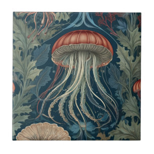 Jellyfish William Morris stijl Zee Ocean Life Tegeltje