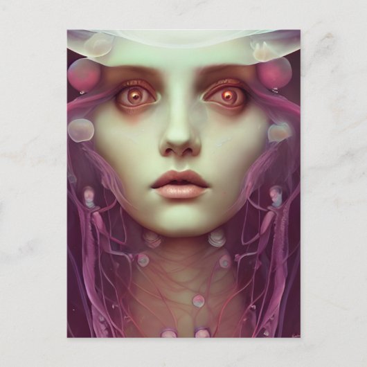 Jellyfish Woman Fantasy Briefkaart (Voorkant)