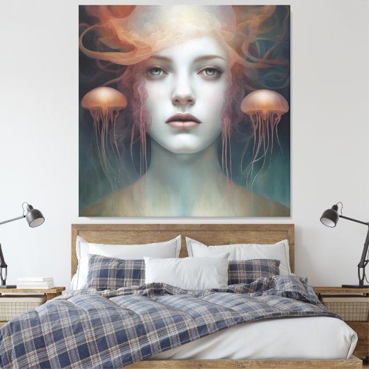 Jellyfish Woman Fantasy Canvas Afdruk (Insitu (Slaapkamer))