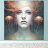 Jellyfish Woman Fantasy Canvas Afdruk (Insitu (Houten vloer))