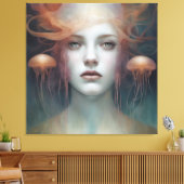 Jellyfish Woman Fantasy Canvas Afdruk (Insitu (Woonkamer))