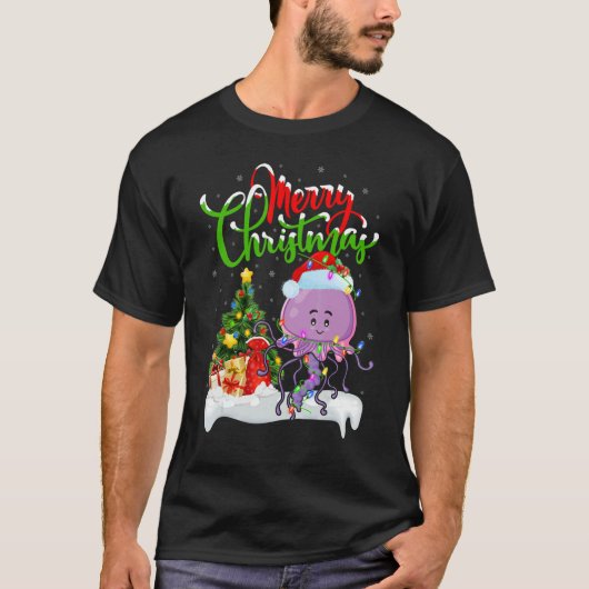 Jellyfish Xmas Decorations Santa Jellyfish Chris T-shirt (Voorkant)