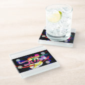 Jellyfishes jazz glazen onderzetter (Schuin)