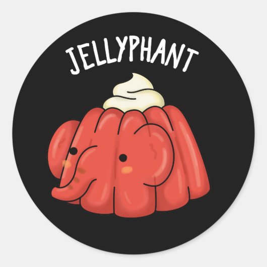 Jellyphant Funny Elephant Jelly Pun Dark BG Ronde Sticker (Voorkant)
