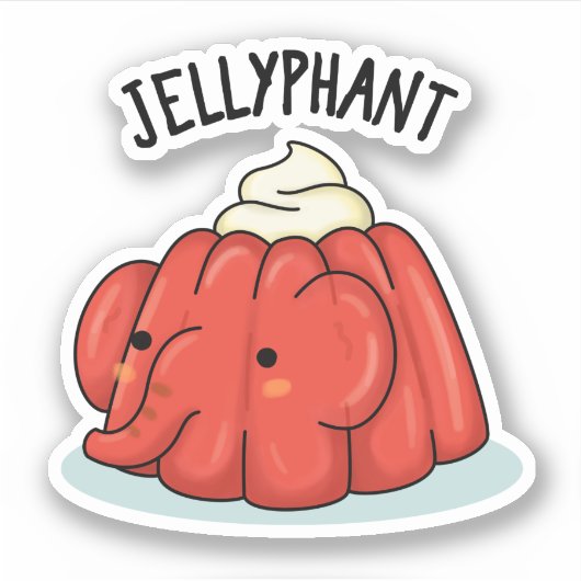 Jellyphant Funny Elephant Jelly Pun Sticker (Voorkant)