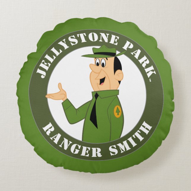 Jellystone's Ranger Smith-portret Rond Kussen (Voorkant)