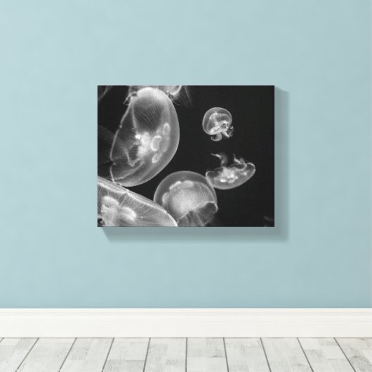Jellyvis onderwater canvas afdruk (Insitu (Houten vloer))