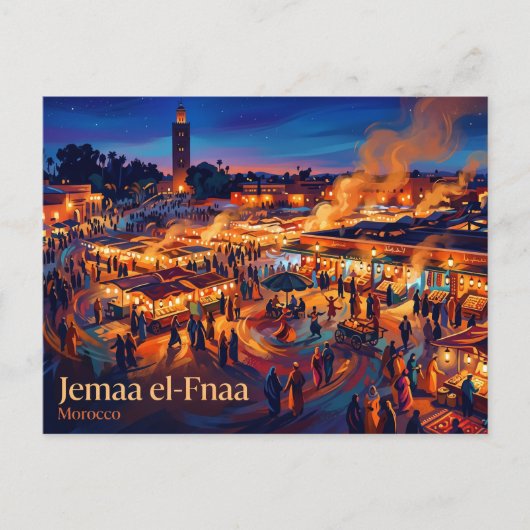 Jemaa el-Fnaa Marokko Briefkaart (Voorkant)