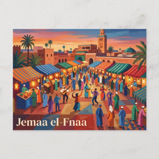 Jemaa el-Fnaa Marokko Briefkaart (Voorkant)